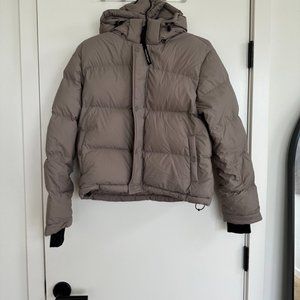 Aritzia Super Puff Shorty Grey Taupe